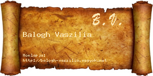 Balogh Vaszilia névjegykártya